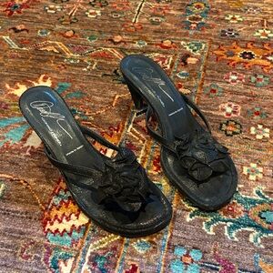 Elegant Black Floral Women's Sandals